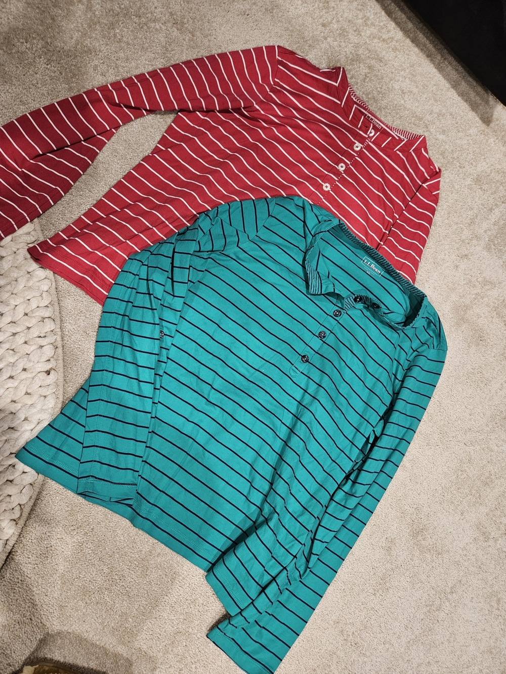 Set Of 2 L.L. Bean Womens Striped Long-Sleeve Tops